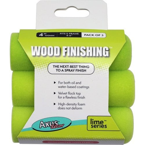 4" Axus Wood Finishing Lime Series Mini Roller Sleeve - Pack Of 3