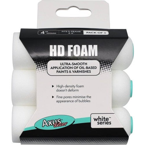 4" Axus HD Foam White Series Mini Roller Sleeve - Pack Of 3