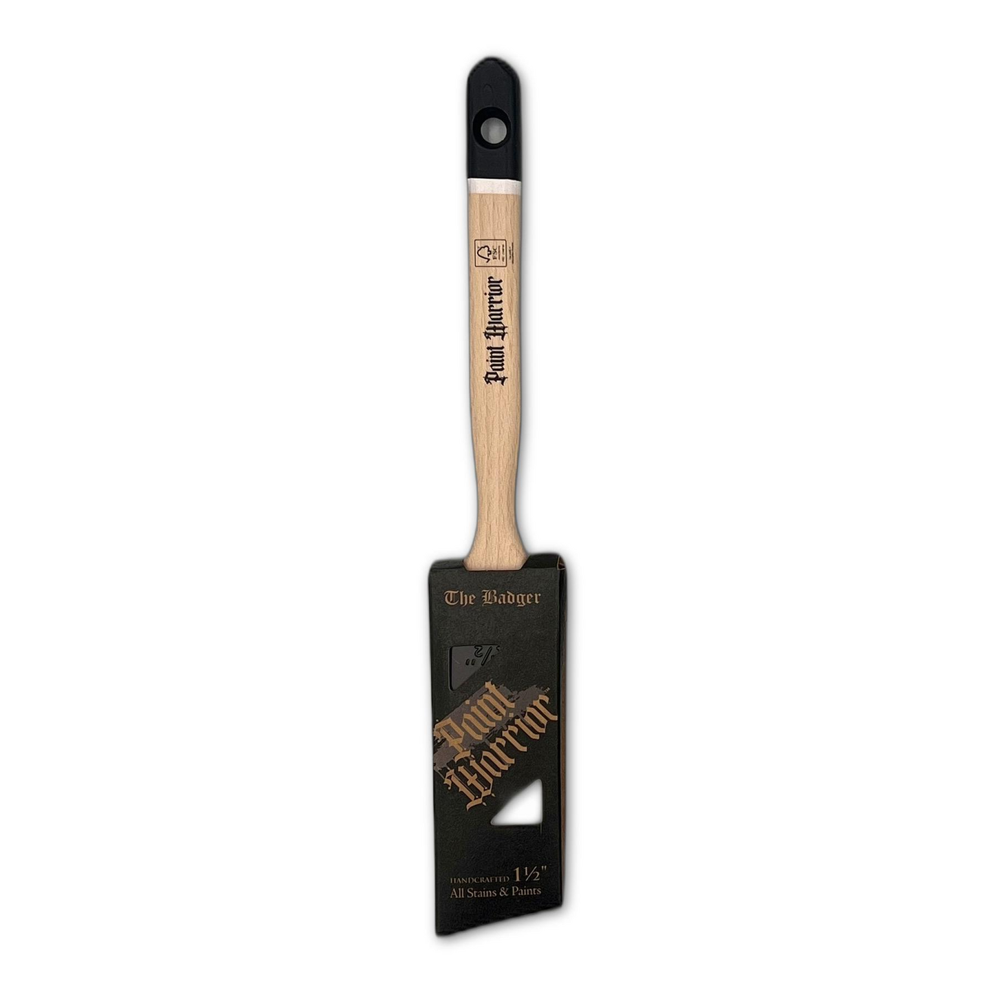 Paint Warrior Badger Angle Long Handle Paint Brush 1.5"