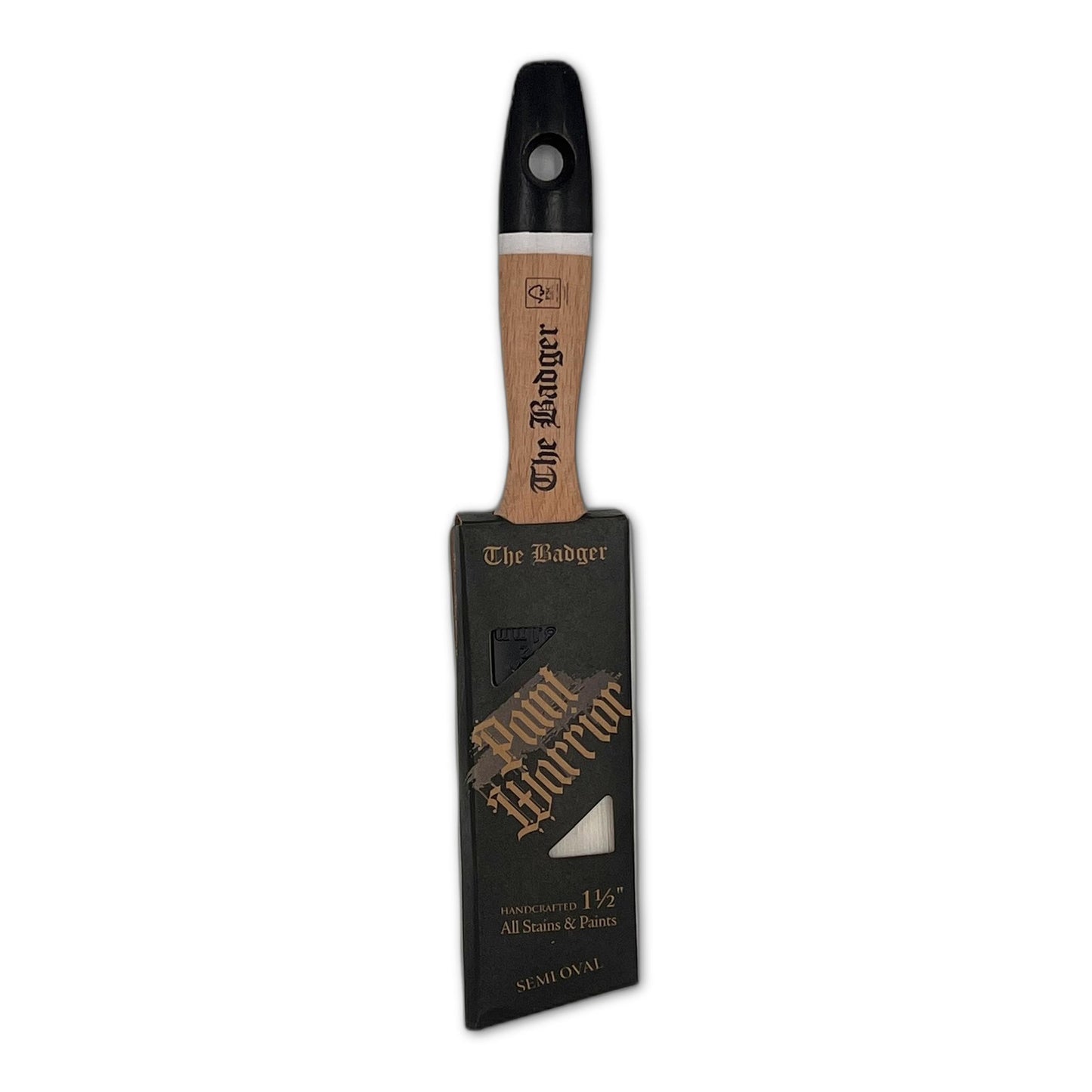 Paint Warrior Badger Semi-Oval Angle Beaver Tail Paint Brush 1.5"