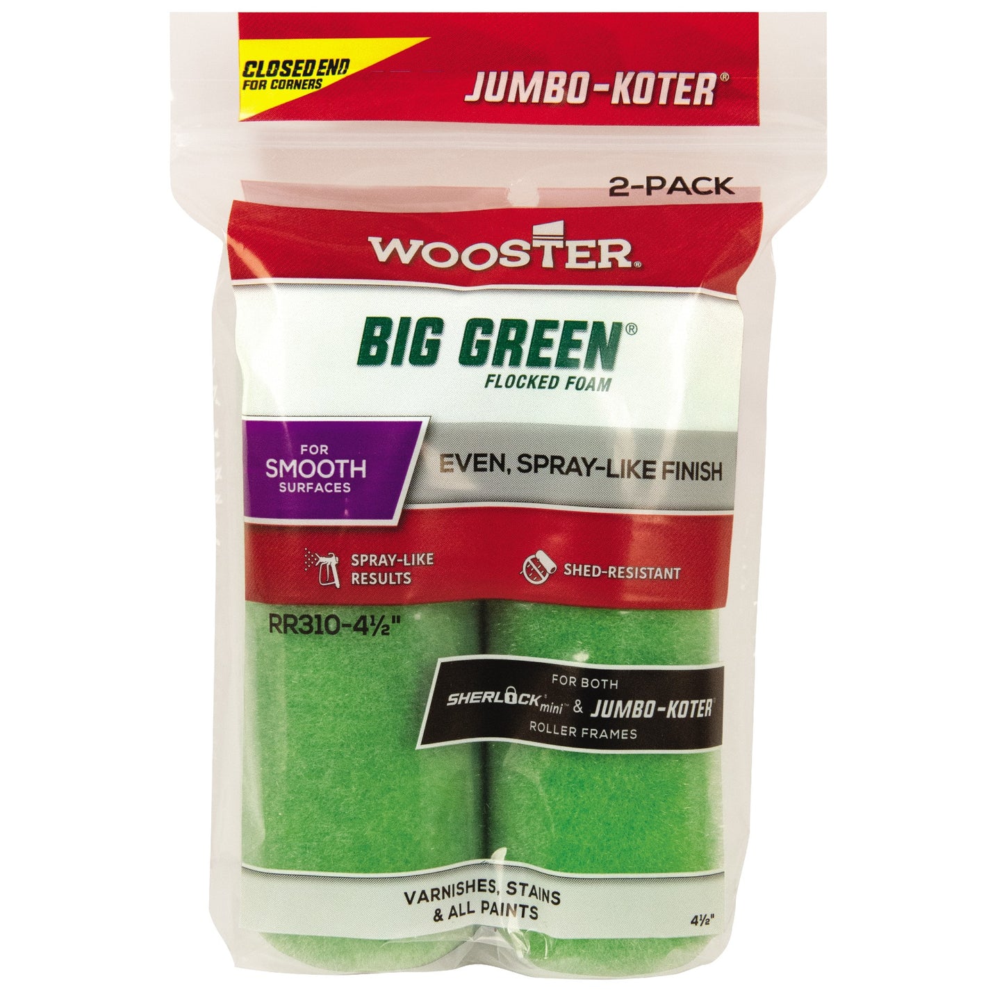 Wooster Jumbo Koter Big Green Mini Roller Twin Pack