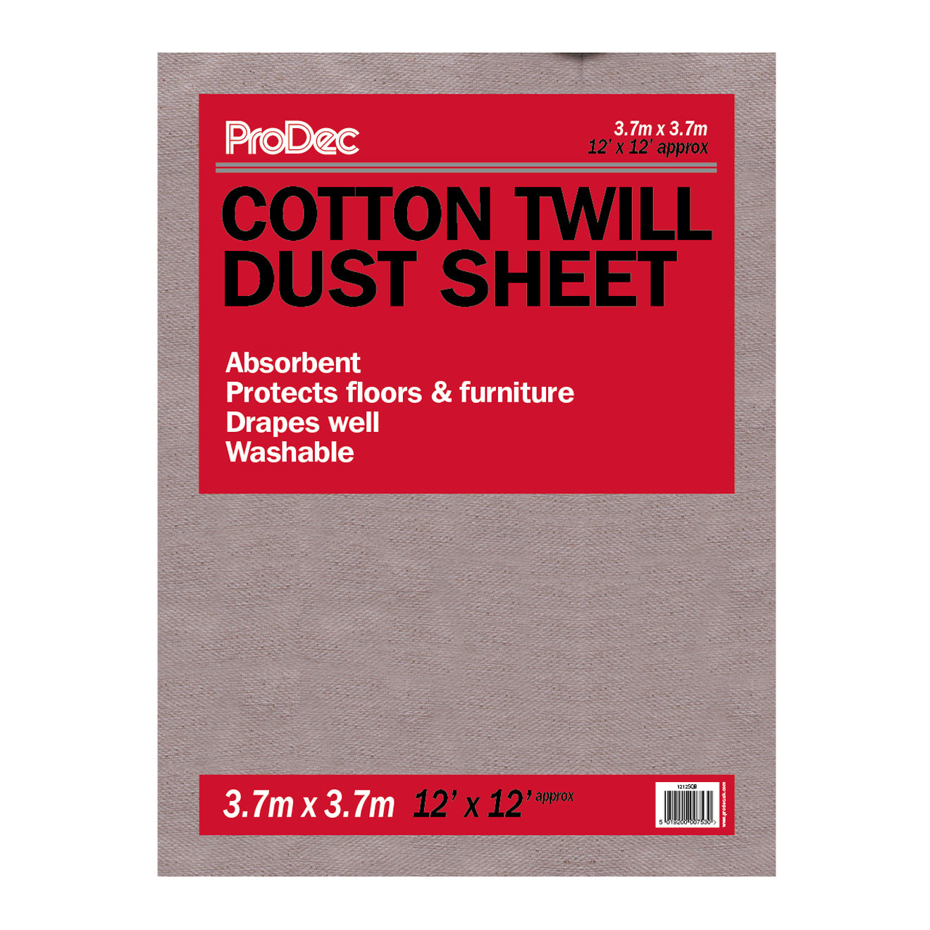 Prodec Cotton Twill Dust Sheet 12' x 12'
