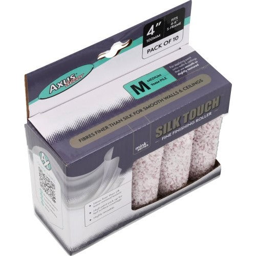 Axus Silk Touch Medium Pile Roller Sleeves 4 - Pack Of 10