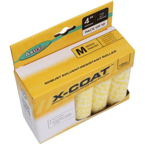 Axus Decor X-Coat Robust Solvent-Resistant Mini Roller Sleeves 4" Pack Of 10