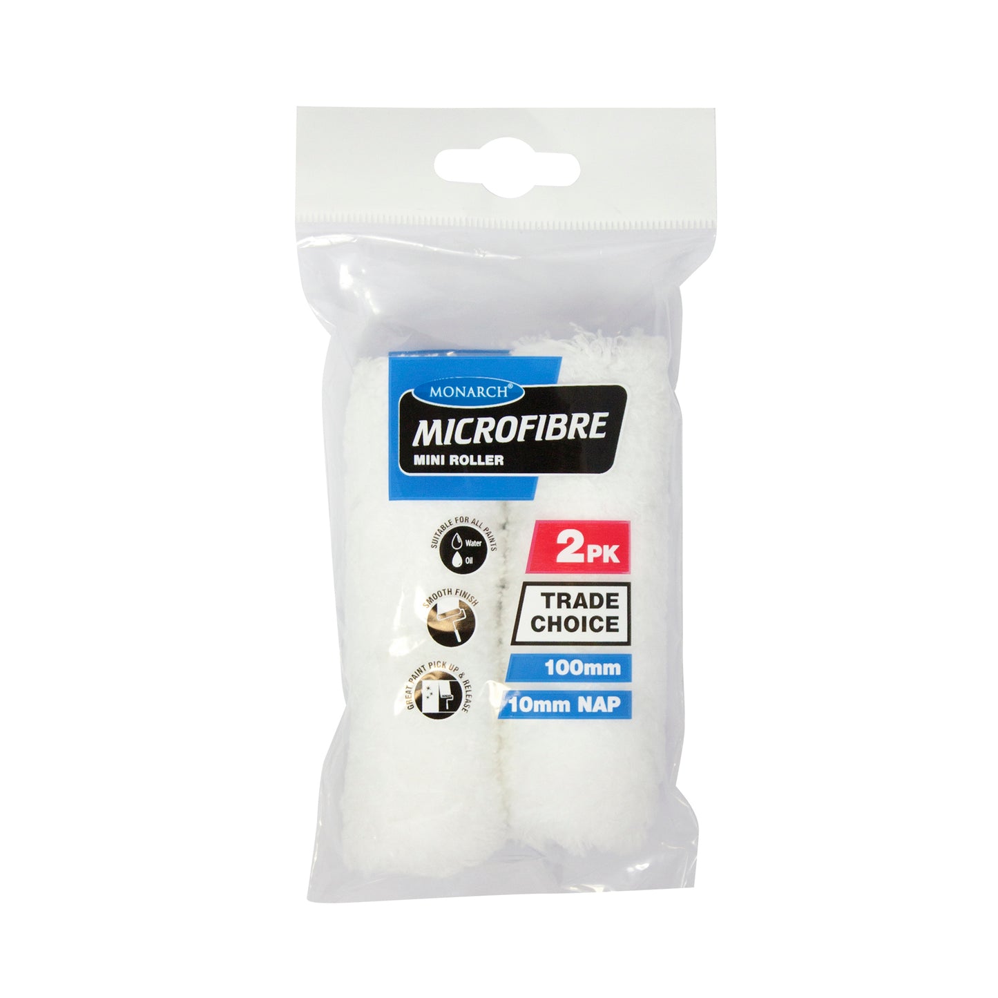 Monarch Microfibre 4" Mini Roller Sleeves 10mm Nap Pack Of 2