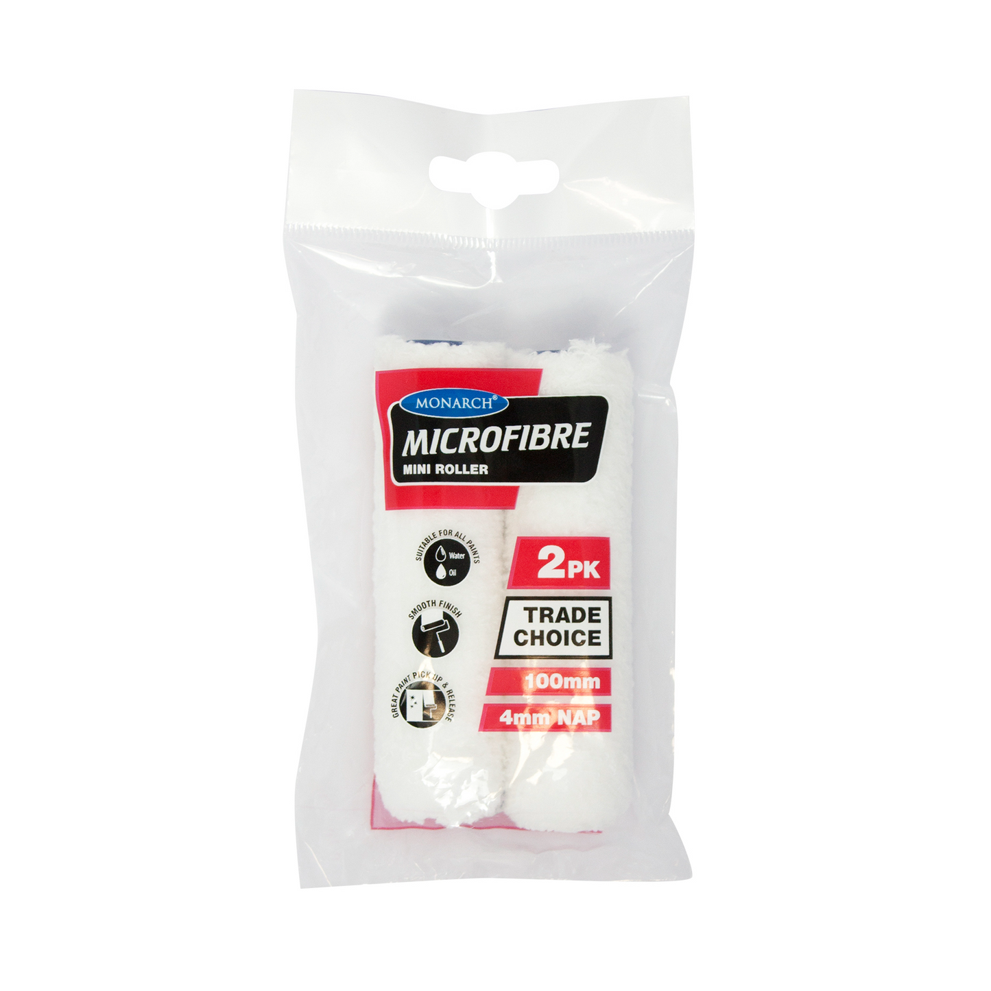 Monarch Microfibre 4" Mini Roller Sleeves 4mm Nap Pack Of 2