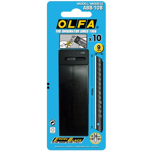 Olfa Excel Black Ultra-Sharp Snap Off Blades 9mm Pack Of 10