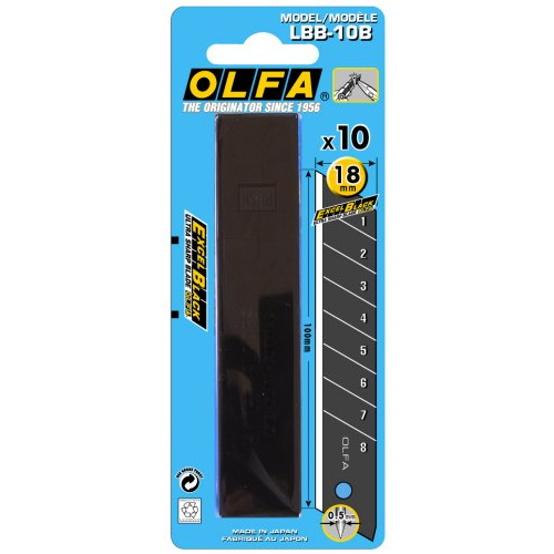 Olfa Excel Black Ultra-Sharp Snap Off Blades 18mm Pack Of 10
