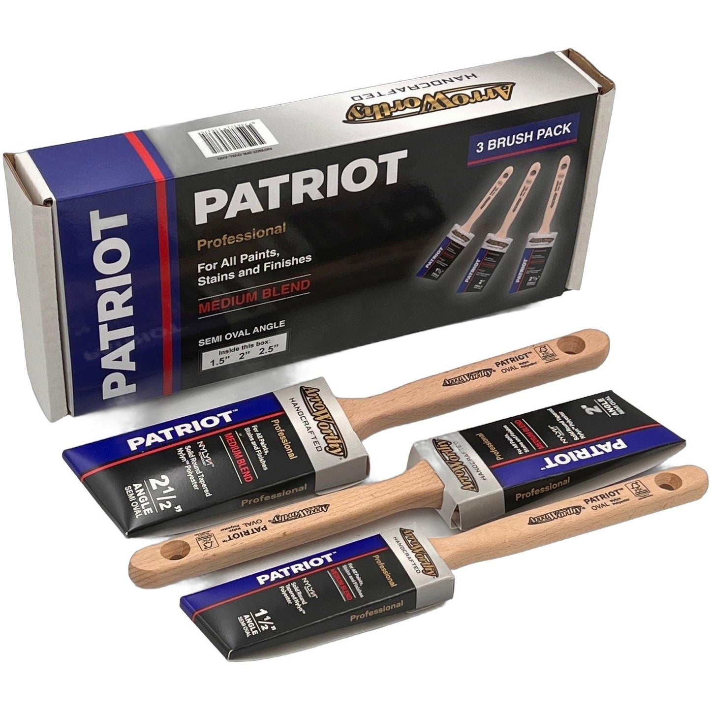 Arroworthy Patriot Semi-Oval Angle Paint Brush Boxset