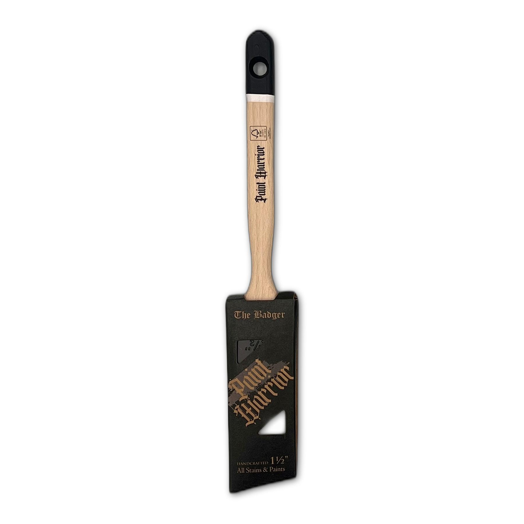 Paint Warrior Badger Angle Long Handle Paint Brush 1.5"