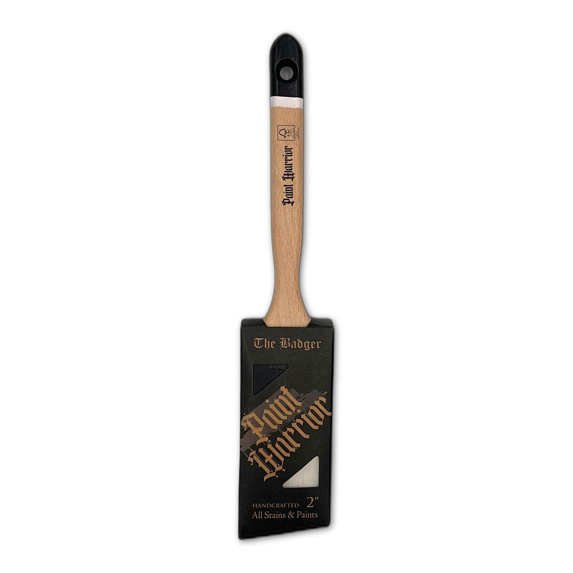 Paint Warrior Badger Angle Long Handle Paint Brush 2"