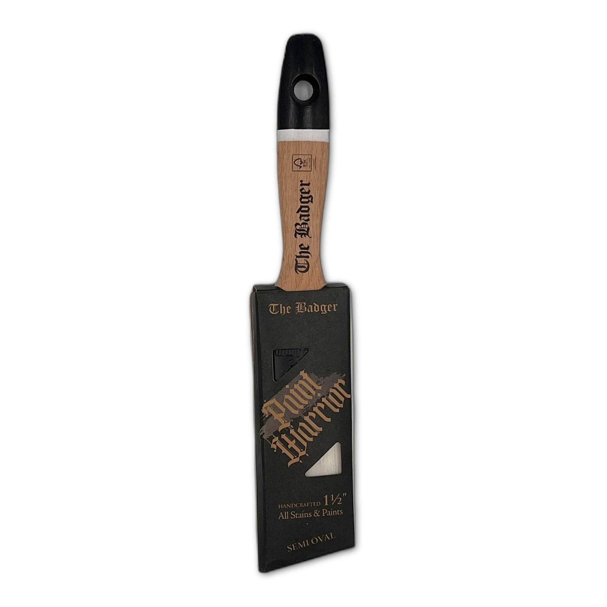 Paint Warrior Badger Semi-Oval Angle Beaver Tail Paint Brush 1.5"