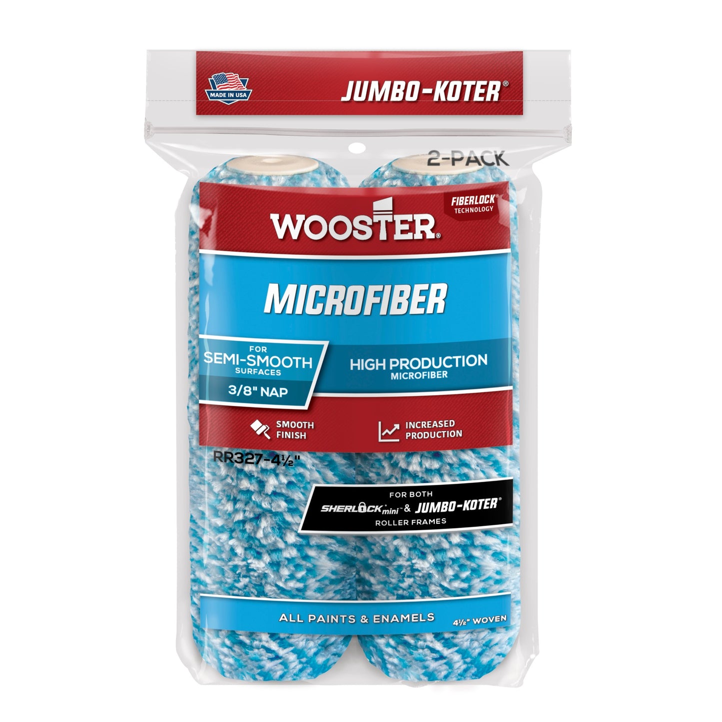 Wooster Jumbo Koter Microfibre 3/8" Mini Roller Twin Pack