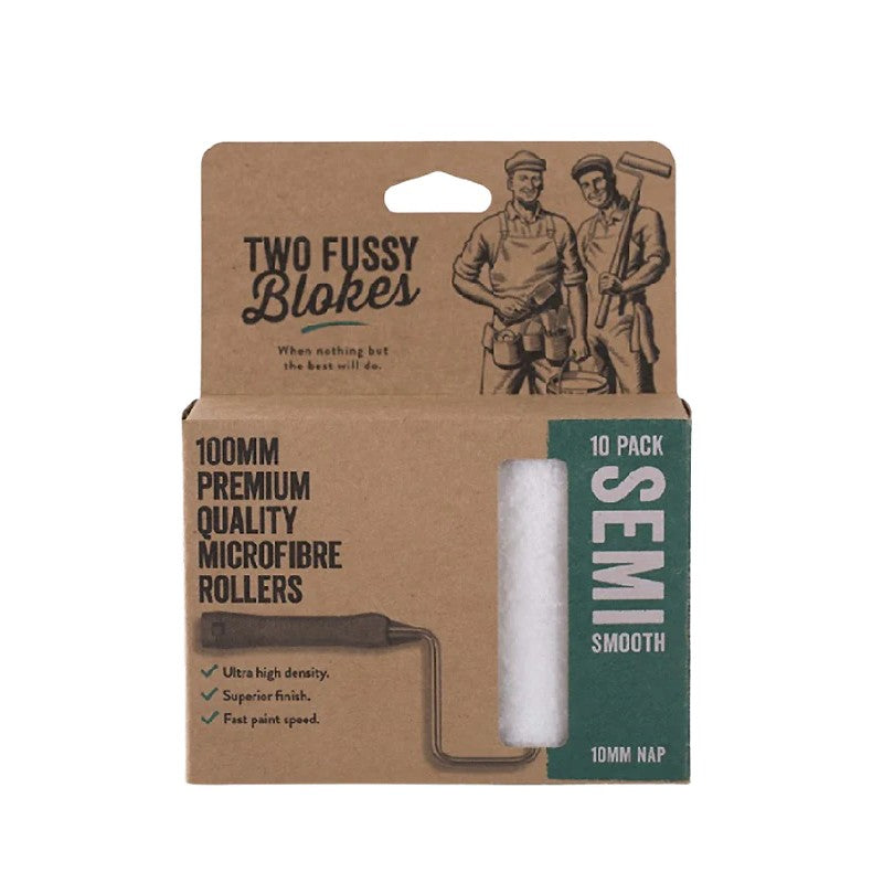 4" Two Fussy Blokes Microfibre Smooth (10mm) Mini Rollers Pack Of 10