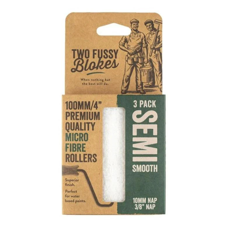 Two Fussy Blokes Microfibre Semi-Smooth (10mm) 4" Mini Rollers Pack Of 3