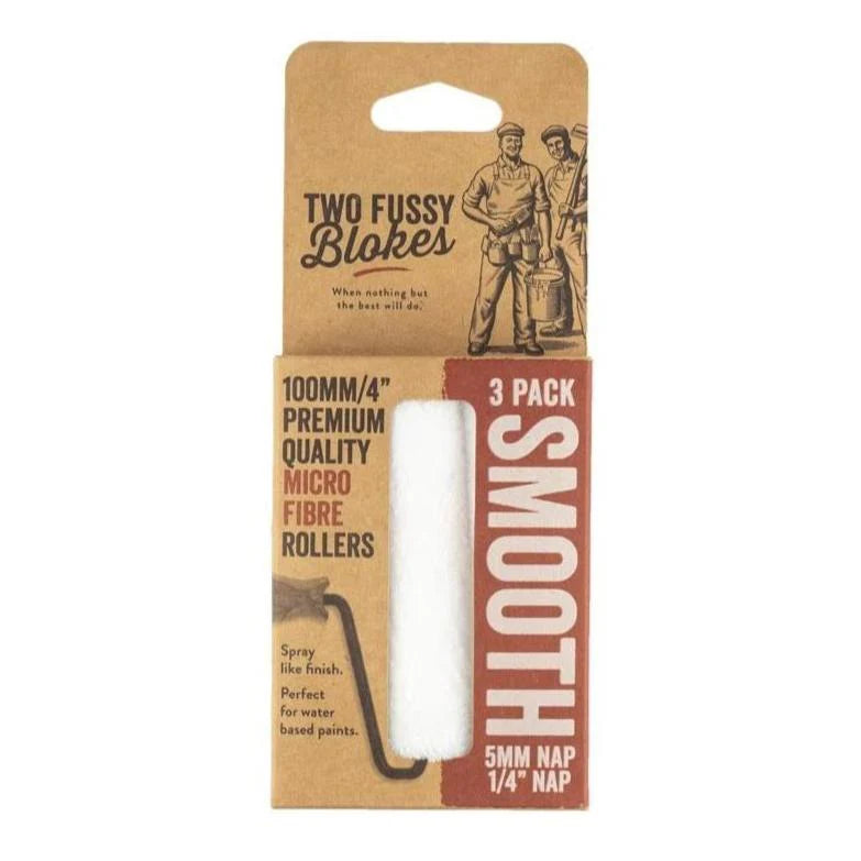 Two Fussy Blokes Microfibre Smooth (5mm) 4" Mini Rollers Pack Of 3