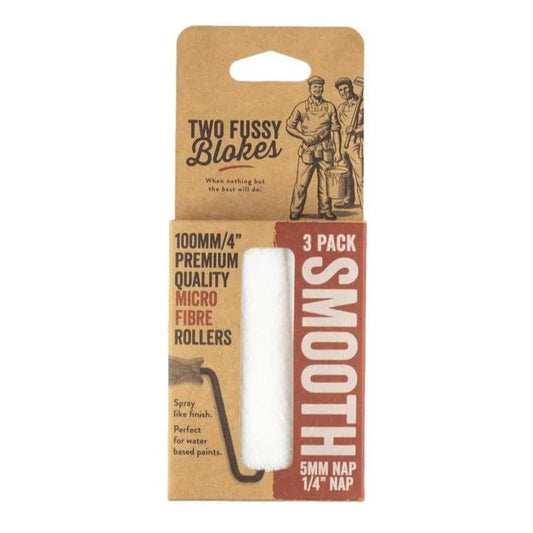 Two Fussy Blokes Microfibre Smooth (5mm) 4" Mini Rollers Pack Of 3