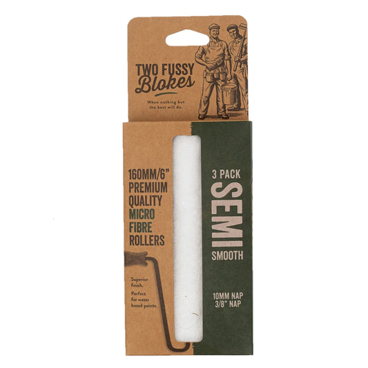 Two Fussy Blokes Microfibre Semi-Smooth (10mm) 6" Mini Rollers Pack Of 3