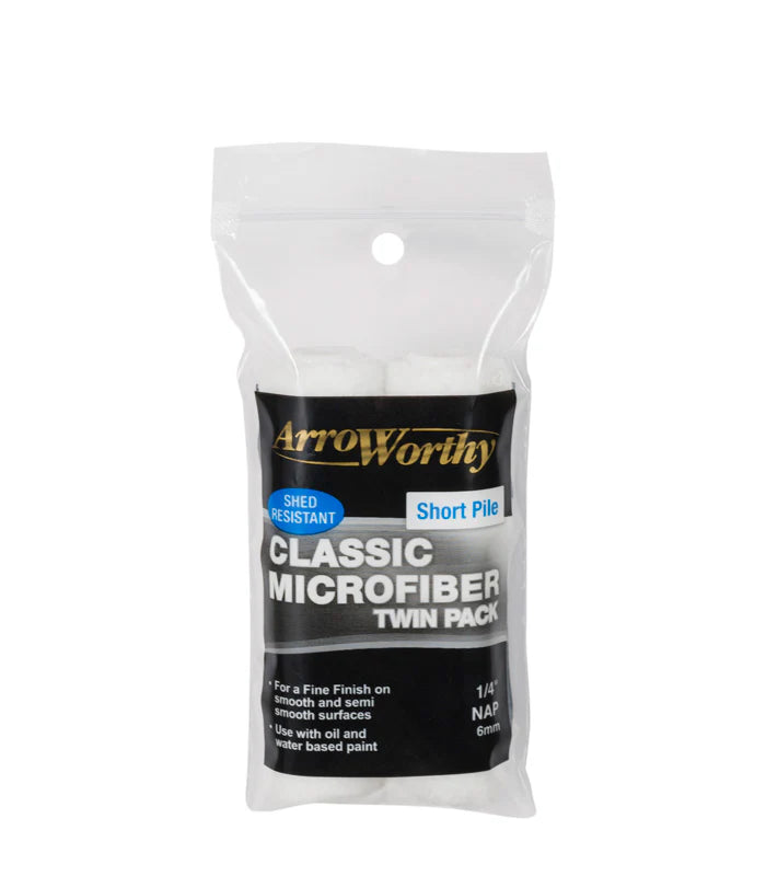 4" Arroworthy Classic Microfibre Short Pile 1/4" Roller Sleeve Twin Pack